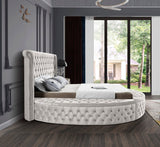 Luxus Round Velvet Bed with Deep Button Tufting, Spacious Storage, and Contemporary Style Design