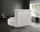 Luxus Round Velvet Bed with Deep Button Tufting, Spacious Storage, and Contemporary Style Design
