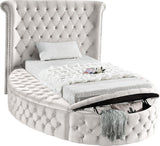 Luxus Round Velvet Bed with Deep Button Tufting, Spacious Storage, and Contemporary Style Design