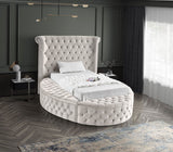 Luxus Round Velvet Bed with Deep Button Tufting, Spacious Storage, and Contemporary Style Design