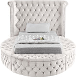 Luxus Round Velvet Bed with Deep Button Tufting, Spacious Storage, and Contemporary Style Design