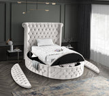 Luxus Round Velvet Bed with Deep Button Tufting, Spacious Storage, and Contemporary Style Design