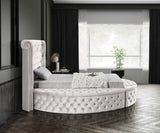 Luxus Round Velvet Bed with Deep Button Tufting, Spacious Storage, and Contemporary Style Design