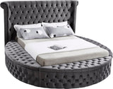 Luxus Round Velvet Bed with Deep Button Tufting, Spacious Storage, and Contemporary Style Design