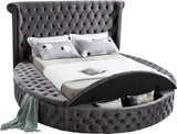 Luxus Round Velvet Bed with Deep Button Tufting, Spacious Storage, and Contemporary Style Design