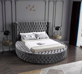 Luxus Round Velvet Bed with Deep Button Tufting, Spacious Storage, and Contemporary Style Design