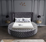 Luxus Round Velvet Bed with Deep Button Tufting, Spacious Storage, and Contemporary Style Design
