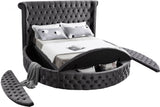 Luxus Round Velvet Bed with Deep Button Tufting, Spacious Storage, and Contemporary Style Design
