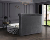 Luxus Round Velvet Bed with Deep Button Tufting, Spacious Storage, and Contemporary Style Design