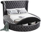Luxus Round Velvet Bed with Deep Button Tufting, Spacious Storage, and Contemporary Style Design