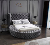 Luxus Round Velvet Bed with Deep Button Tufting, Spacious Storage, and Contemporary Style Design