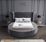 Luxus Round Velvet Bed with Deep Button Tufting, Spacious Storage, and Contemporary Style Design