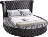 Luxus Round Velvet Bed with Deep Button Tufting, Spacious Storage, and Contemporary Style Design
