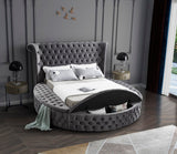 Luxus Round Velvet Bed with Deep Button Tufting, Spacious Storage, and Contemporary Style Design