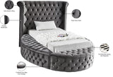Luxus Round Velvet Bed with Deep Button Tufting, Spacious Storage, and Contemporary Style Design