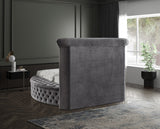 Luxus Round Velvet Bed with Deep Button Tufting, Spacious Storage, and Contemporary Style Design