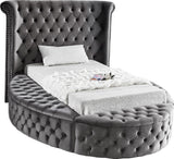 Luxus Round Velvet Bed with Deep Button Tufting, Spacious Storage, and Contemporary Style Design