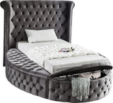 Luxus Round Velvet Bed with Deep Button Tufting, Spacious Storage, and Contemporary Style Design