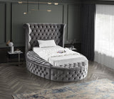 Luxus Round Velvet Bed with Deep Button Tufting, Spacious Storage, and Contemporary Style Design