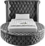 Luxus Round Velvet Bed with Deep Button Tufting, Spacious Storage, and Contemporary Style Design