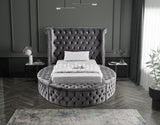 Luxus Round Velvet Bed with Deep Button Tufting, Spacious Storage, and Contemporary Style Design