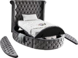 Luxus Round Velvet Bed with Deep Button Tufting, Spacious Storage, and Contemporary Style Design