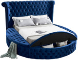 Luxus Round Velvet Bed with Deep Button Tufting, Spacious Storage, and Contemporary Style Design