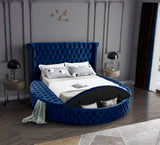 Luxus Round Velvet Bed with Deep Button Tufting, Spacious Storage, and Contemporary Style Design