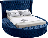 Luxus Round Velvet Bed with Deep Button Tufting, Spacious Storage, and Contemporary Style Design