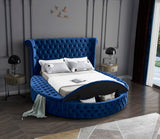 Luxus Round Velvet Bed with Deep Button Tufting, Spacious Storage, and Contemporary Style Design