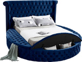 Luxus Round Velvet Bed with Deep Button Tufting, Spacious Storage, and Contemporary Style Design