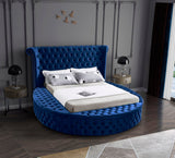 Luxus Round Velvet Bed with Deep Button Tufting, Spacious Storage, and Contemporary Style Design