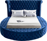 Luxus Round Velvet Bed with Deep Button Tufting, Spacious Storage, and Contemporary Style Design
