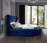 Luxus Round Velvet Bed with Deep Button Tufting, Spacious Storage, and Contemporary Style Design