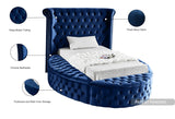 Luxus Round Velvet Bed with Deep Button Tufting, Spacious Storage, and Contemporary Style Design