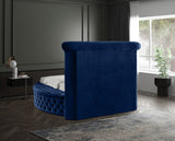 Luxus Round Velvet Bed with Deep Button Tufting, Spacious Storage, and Contemporary Style Design