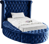 Luxus Round Velvet Bed with Deep Button Tufting, Spacious Storage, and Contemporary Style Design