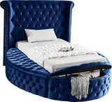 Luxus Round Velvet Bed with Deep Button Tufting, Spacious Storage, and Contemporary Style Design