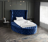 Luxus Round Velvet Bed with Deep Button Tufting, Spacious Storage, and Contemporary Style Design