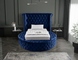 Luxus Round Velvet Bed with Deep Button Tufting, Spacious Storage, and Contemporary Style Design