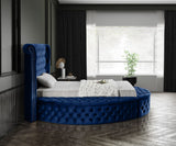 Luxus Round Velvet Bed with Deep Button Tufting, Spacious Storage, and Contemporary Style Design