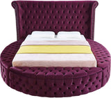Luxus Round Velvet Bed with Deep Button Tufting, Spacious Storage, and Contemporary Style Design