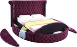 Luxus Round Velvet Bed with Deep Button Tufting, Spacious Storage, and Contemporary Style Design