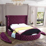 Luxus Round Velvet Bed with Deep Button Tufting, Spacious Storage, and Contemporary Style Design