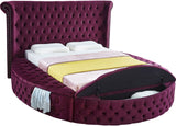 Luxus Round Velvet Bed with Deep Button Tufting, Spacious Storage, and Contemporary Style Design