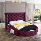Luxus Round Velvet Bed with Deep Button Tufting, Spacious Storage, and Contemporary Style Design