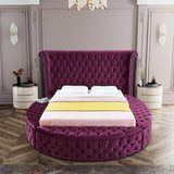 Luxus Round Velvet Bed with Deep Button Tufting, Spacious Storage, and Contemporary Style Design