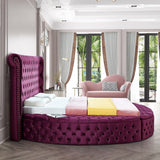 Luxus Round Velvet Bed with Deep Button Tufting, Spacious Storage, and Contemporary Style Design