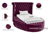 Luxus Round Velvet Bed with Deep Button Tufting, Spacious Storage, and Contemporary Style Design