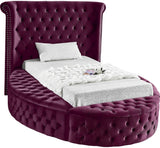 Luxus Round Velvet Bed with Deep Button Tufting, Spacious Storage, and Contemporary Style Design